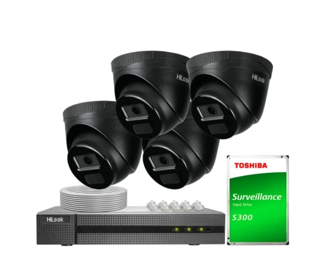 Zestaw monitoringu domu 4 kamer 4MPx zewnętrzne POE HiLook Hikvision
