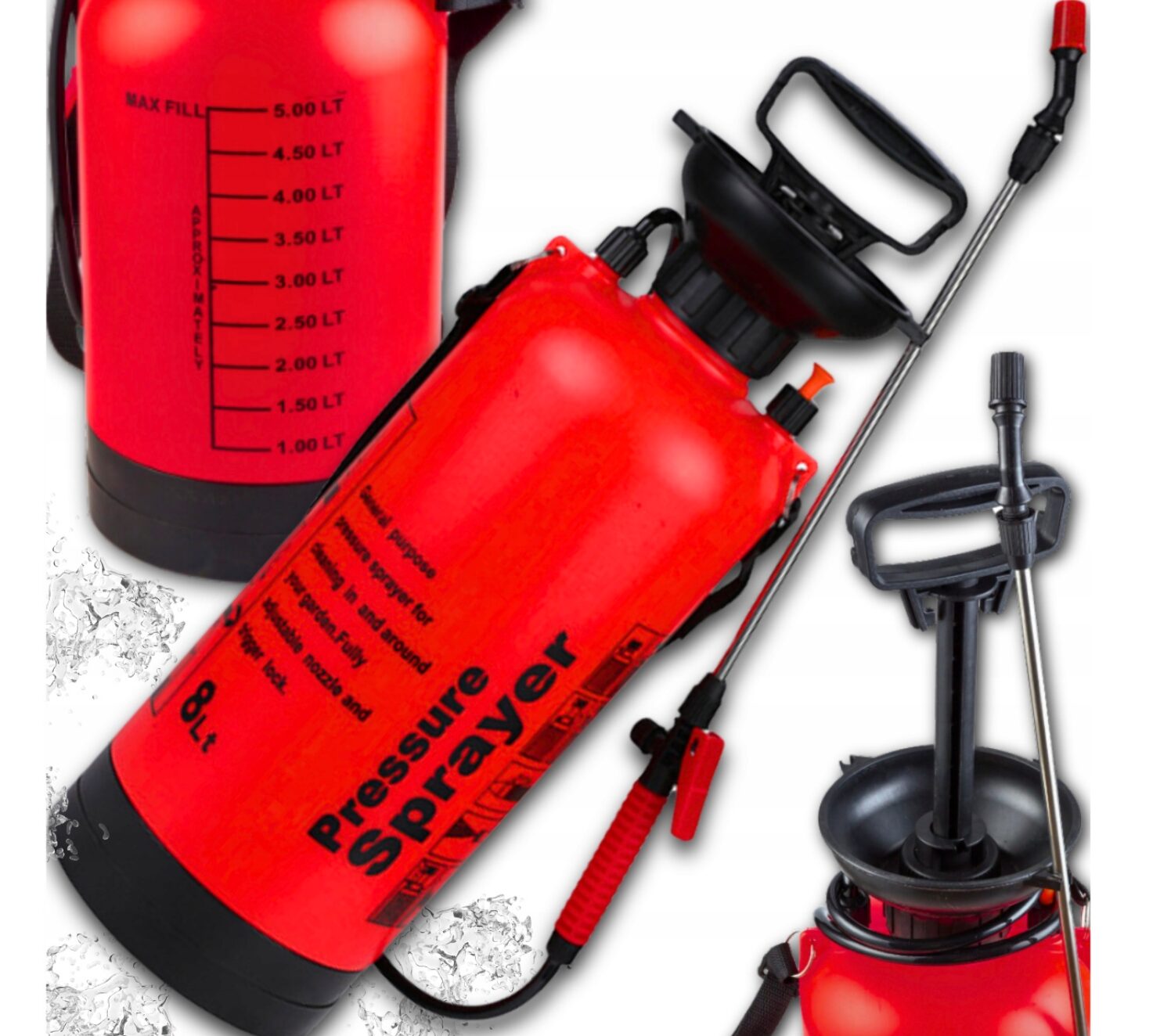Opryskiwacz ręczny ciśnieniowy 8L z regulowaną dyszą