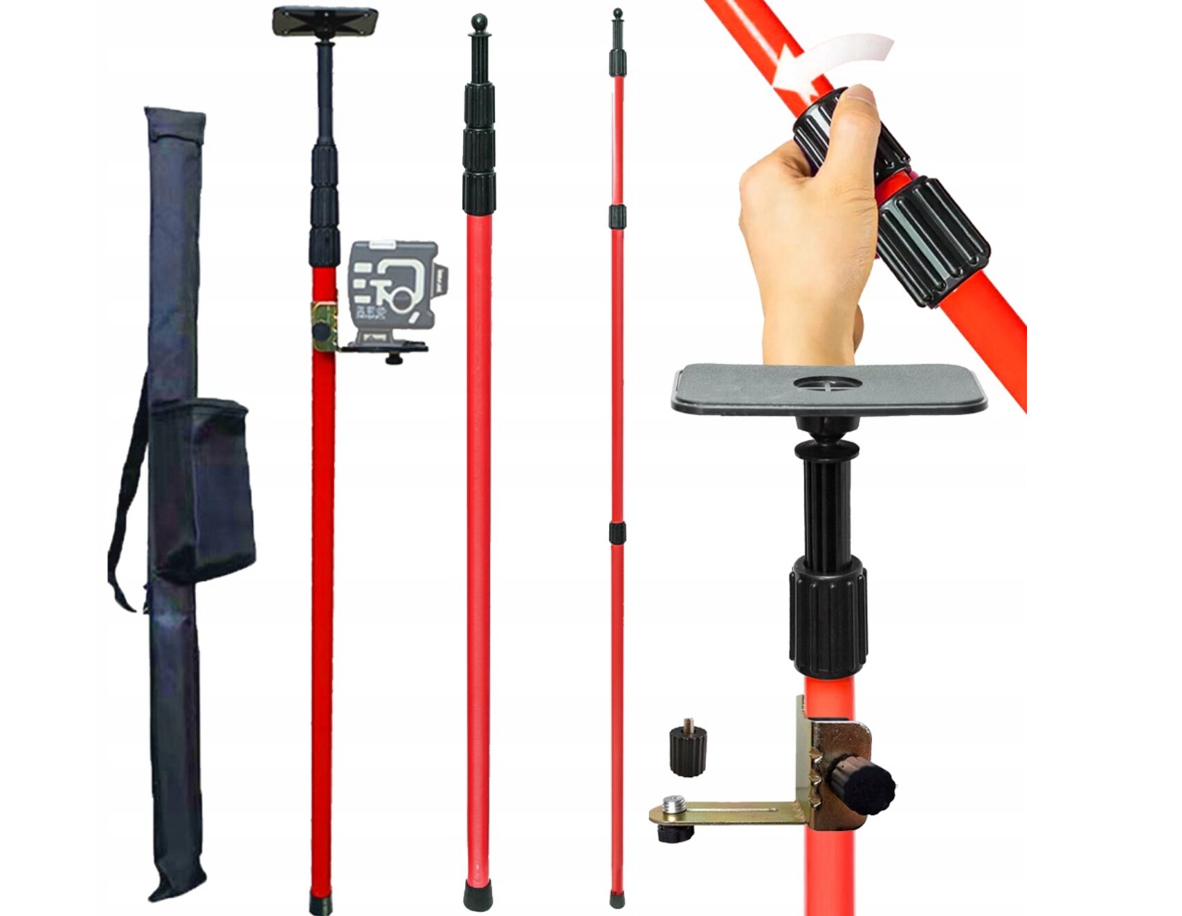 Tyczka Rozporowa Teleskopowa 300cm do Lasera i Poziomicy