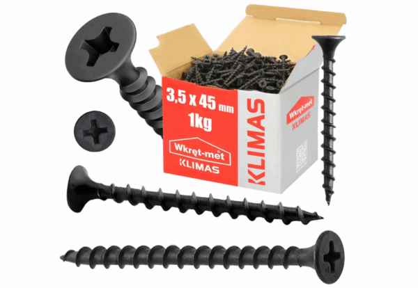 Wkręty czarne fosfatowane do drewna 3,5x45 mm 1 kg